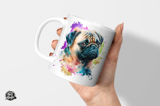 Mops - Wasserfarben-Stil - Die Tassendruckerei - Hotmugs.de