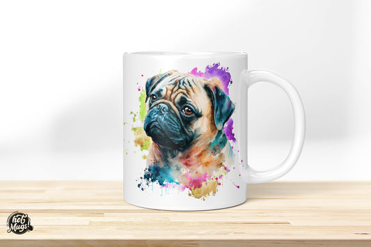 Mops - Wasserfarben-Stil - Die Tassendruckerei - Hotmugs.de