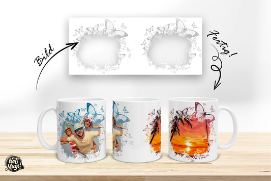 Schmetterlinge - Rahmen - Fototasse - Die Tassendruckerei - Hotmugs.de