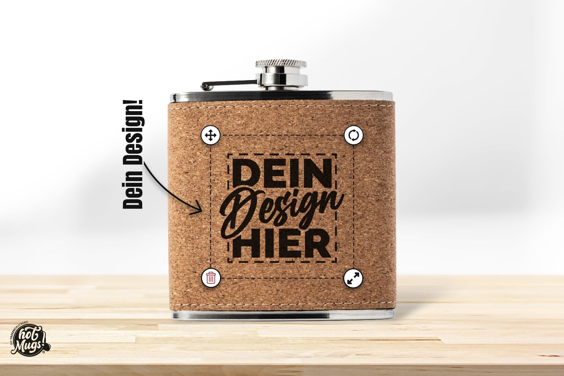 Flachmann mit Kork » Dein Design! - Die Tassendruckerei - Hotmugs.de